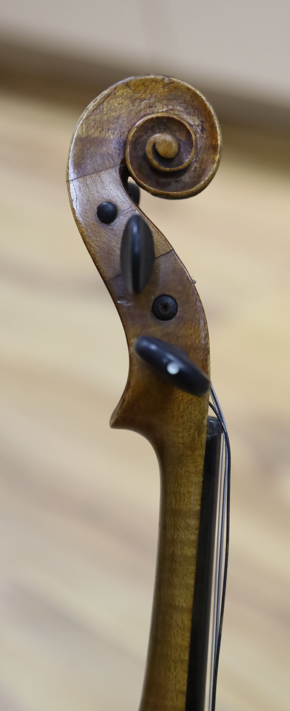 A late 19th century German 1/2 size violin bears label Joseph Klotz Mittenwald, cased